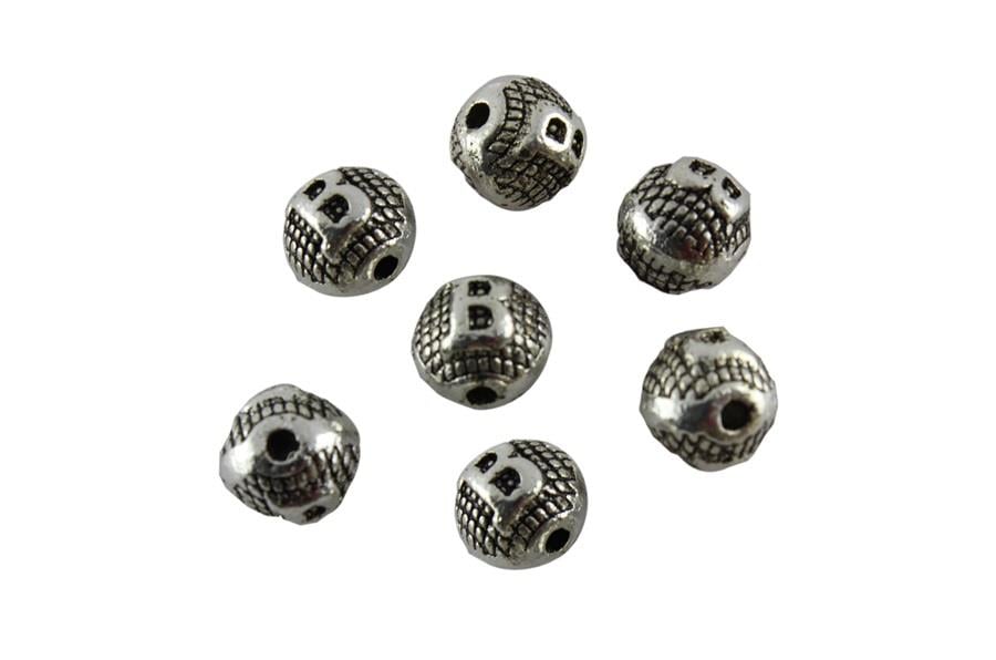 B Harfli Metal Yuvarlak Boncuk