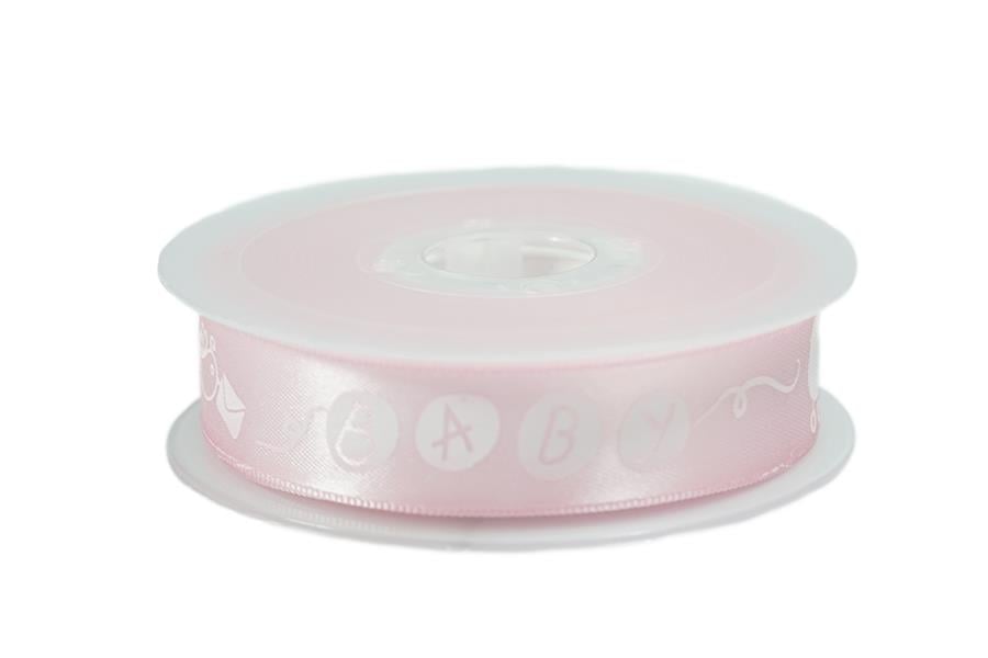 Baby Desenli Pembe Saten Kurdele 2 cm