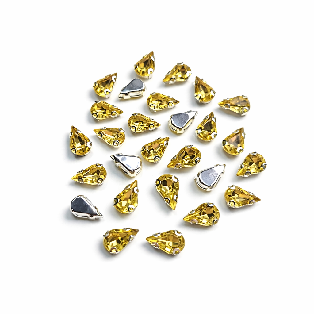 Bal Rengi Armut Kasalı Dikme Taş 10 × 14 mm – 100 Adet