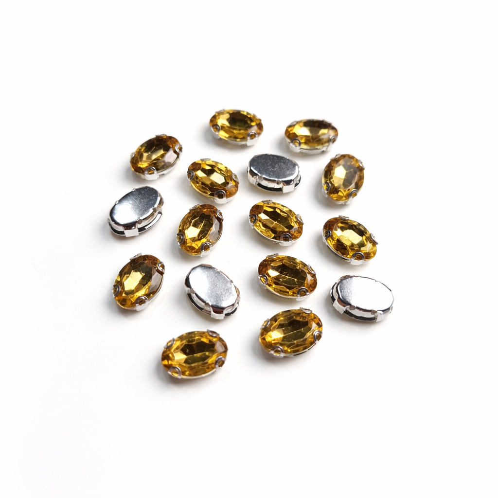 Bal Rengi Oval Dikme Taş 10 × 14 mm – 100 Adet