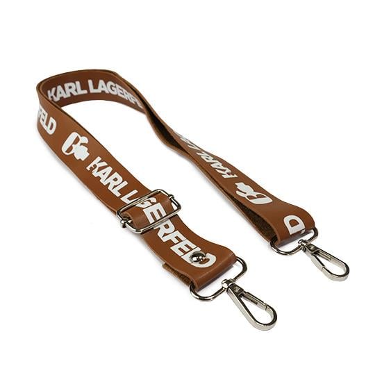 Baskılı Ayarlanabilir Deri Çanta Sapı Kahverengi