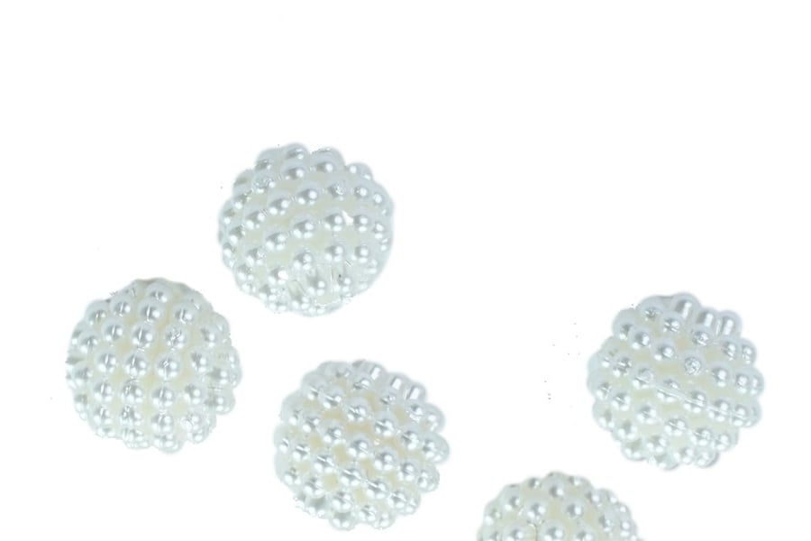 Beyaz Böğürtlen Plastik İnci 14 mm 500 Gr 