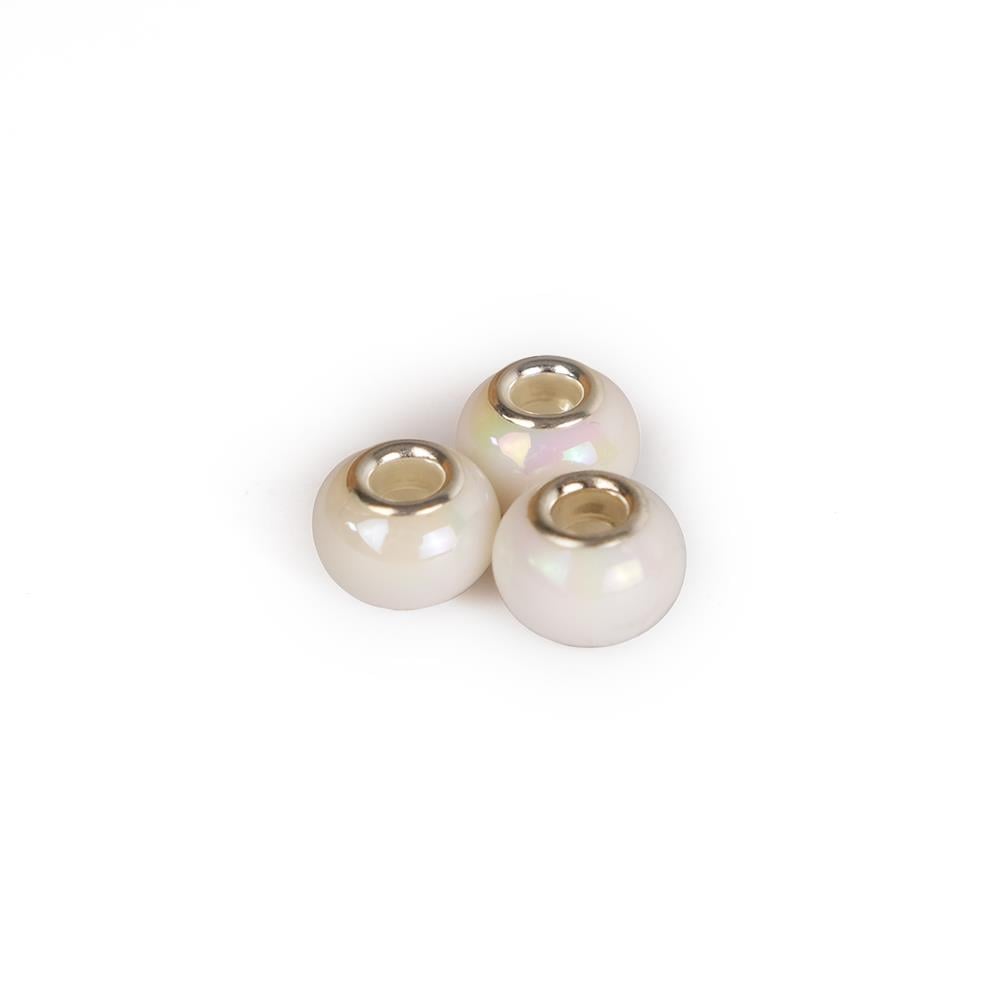 Beyaz Boncuklu Charm 12 mm 3 Adet