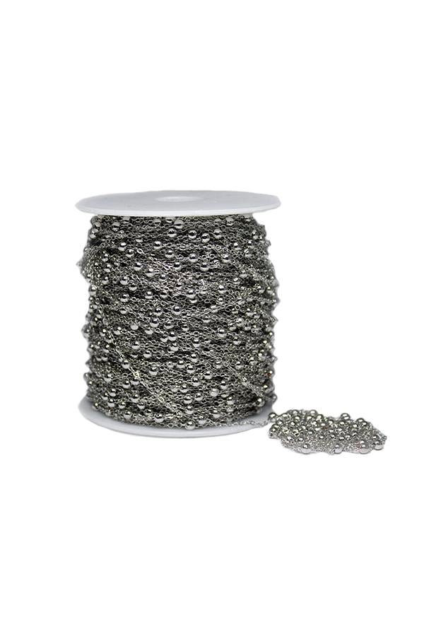 Boncuklu Metal Zincir 2 mm Nikel 2 Metre Model-05