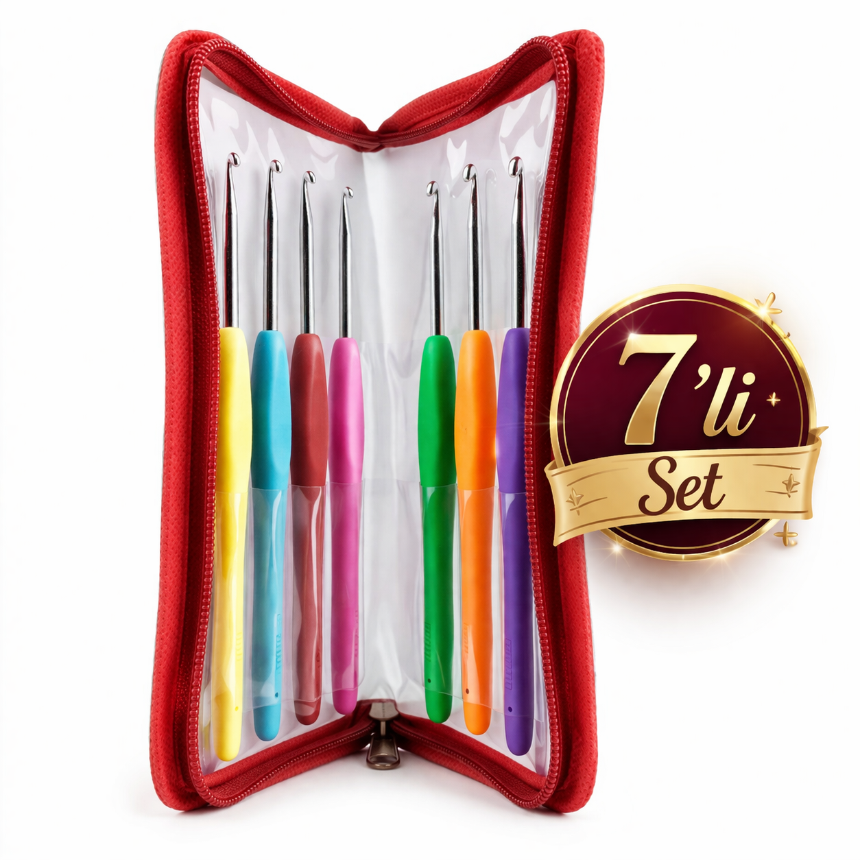 Çantalı Ekonomik  Silikon Saplı Tığ Seti 7 Farklı Numara