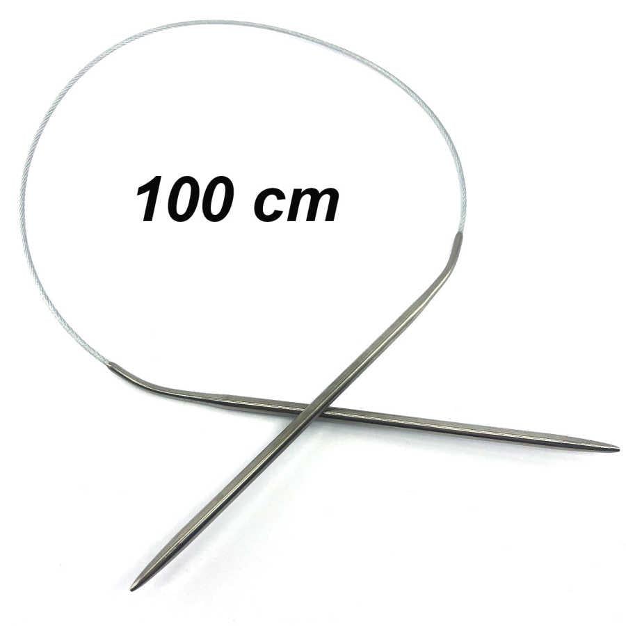 Çelik Telli Misinalı Örgü Şişi 100 cm No:7.00 mm