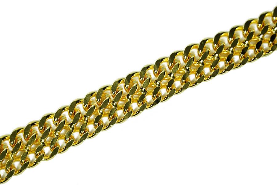 Çift Sıralı Metal Zincir 15 mm Sarı 45 Santimetre Model-01