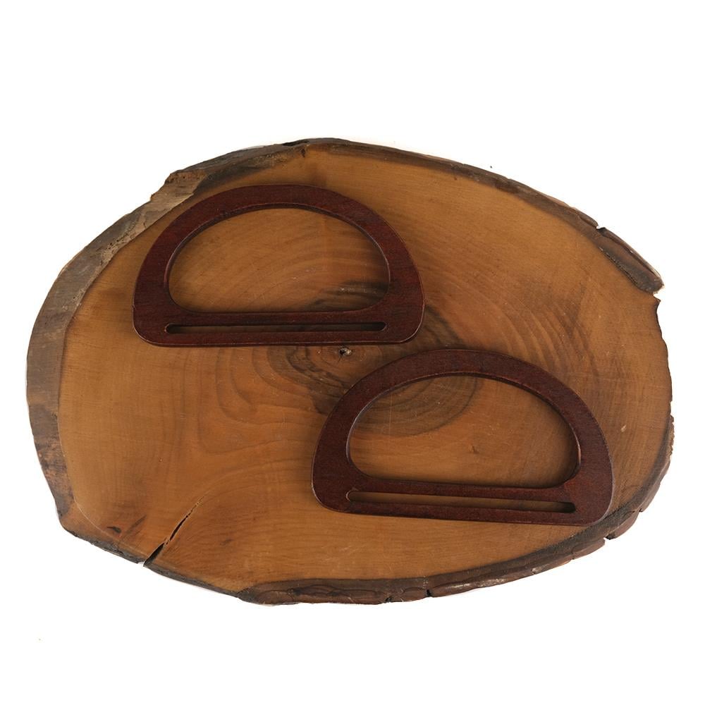 D Model Ahşap Köprülü Çanta Sapı 15 x 8 cm Kızıl Kahve