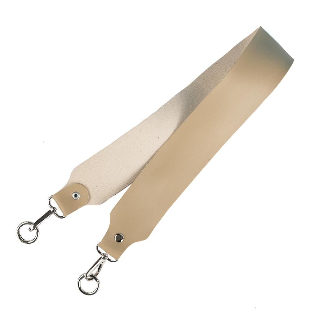 Deri Çanta Sapı Krem 60 cm  Gümüş Metal Detaylı