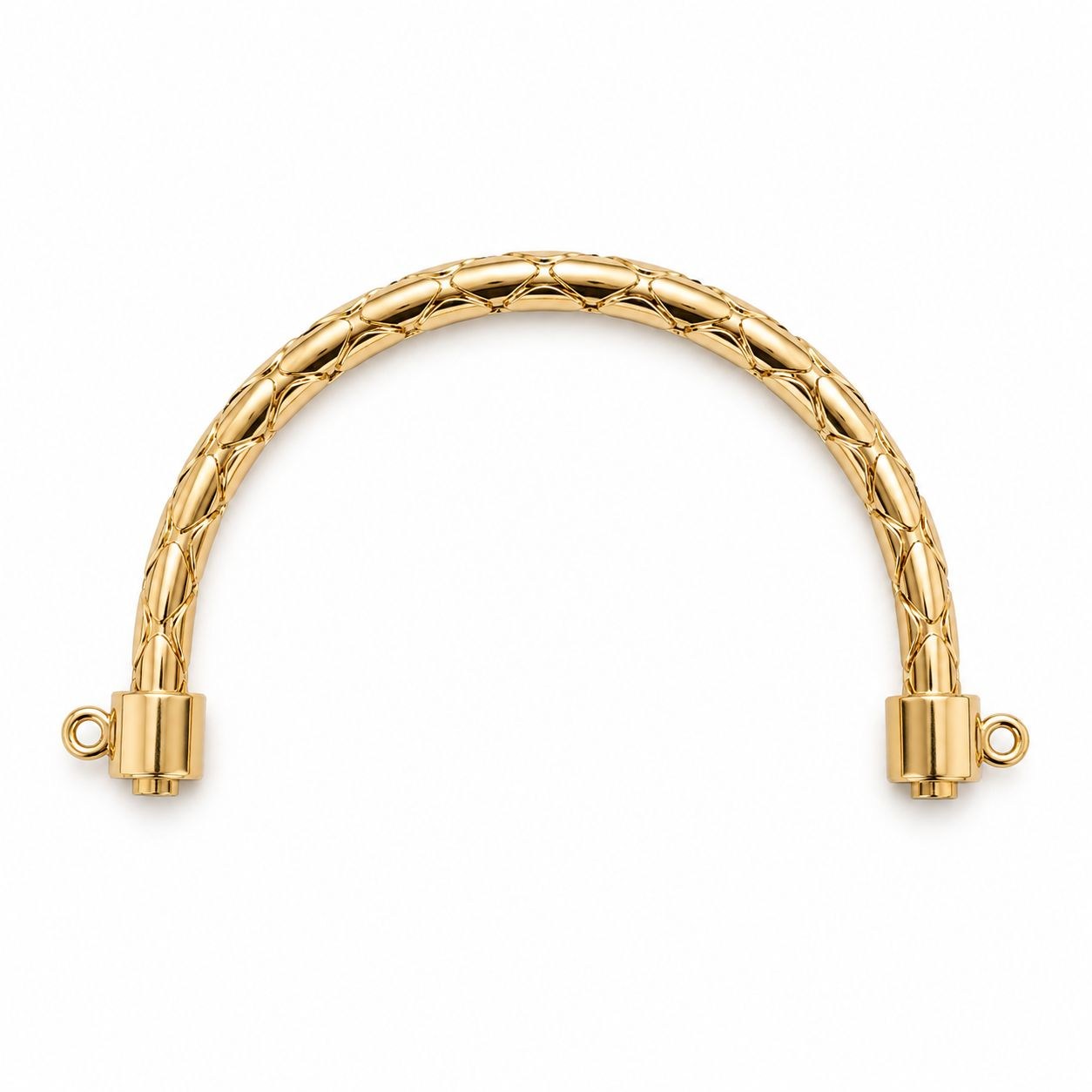 Desenli Gold Metal Çanta Sapı 12x8 cm – Altın Sarısı Kendinden Halkalı Yuvarlak Çanta Kulpu