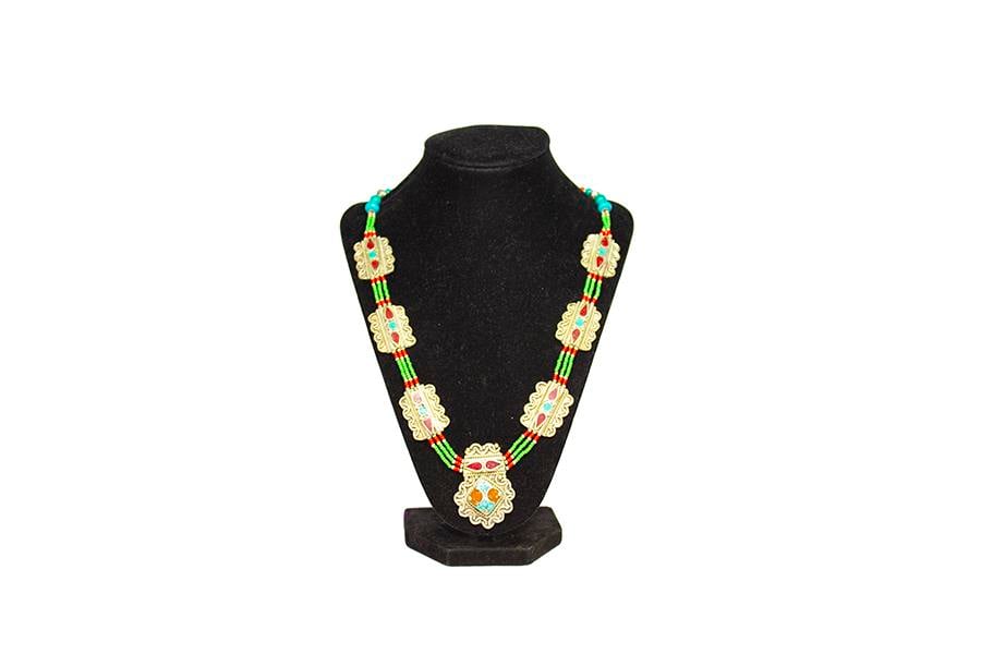 Doğal Taşlı Alpaka Kolye Seti