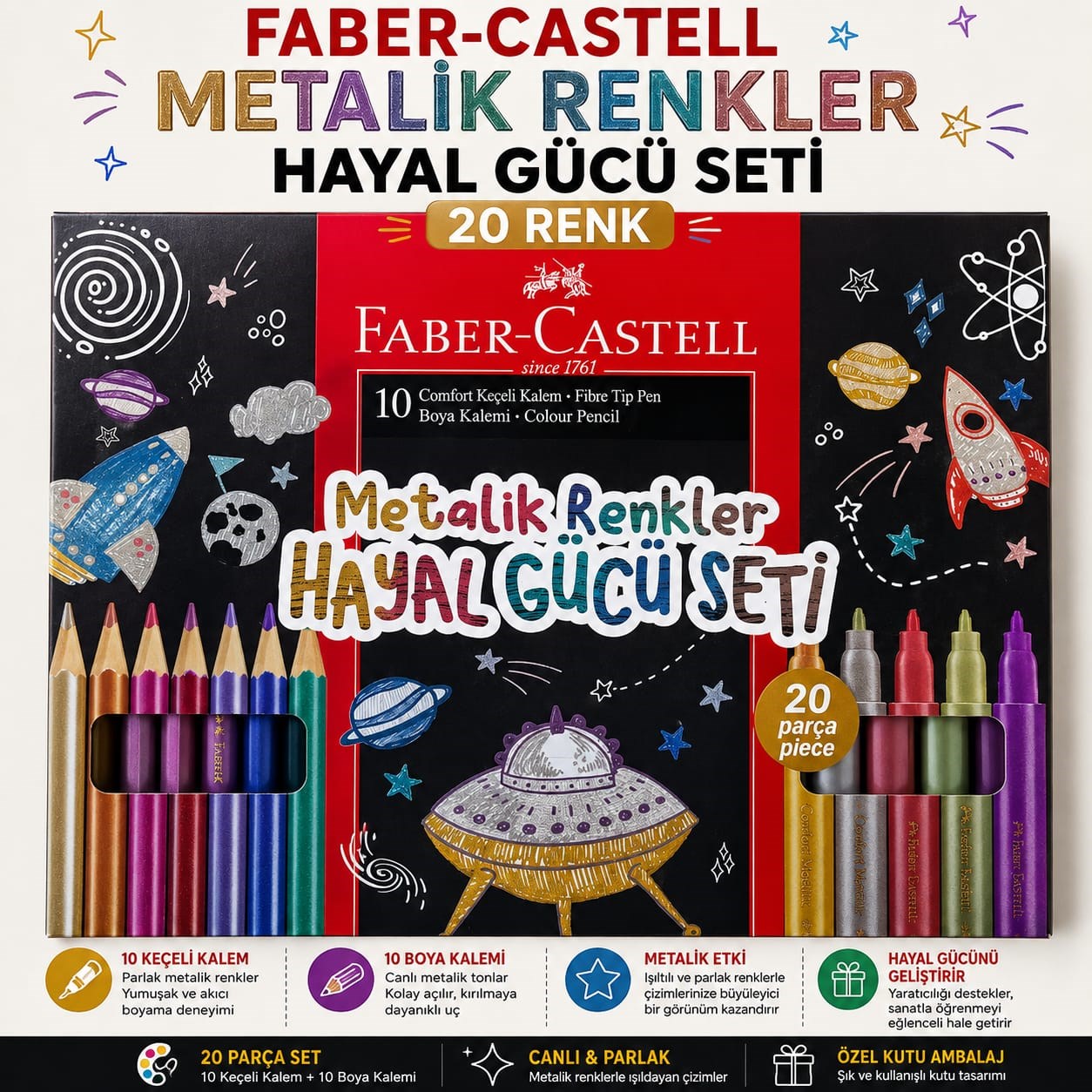 Faber-Castell Metalik Renkler Hayal Gücü Seti 20 Parça