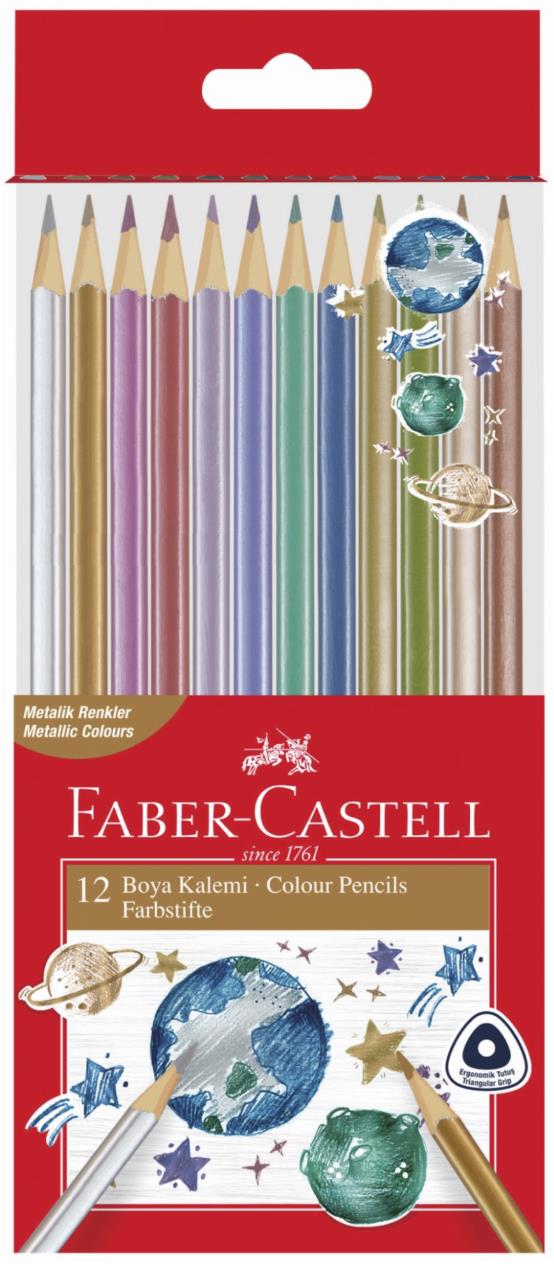 Faber Castell Üçgen Boya Kalemi Metalik 12 Adet