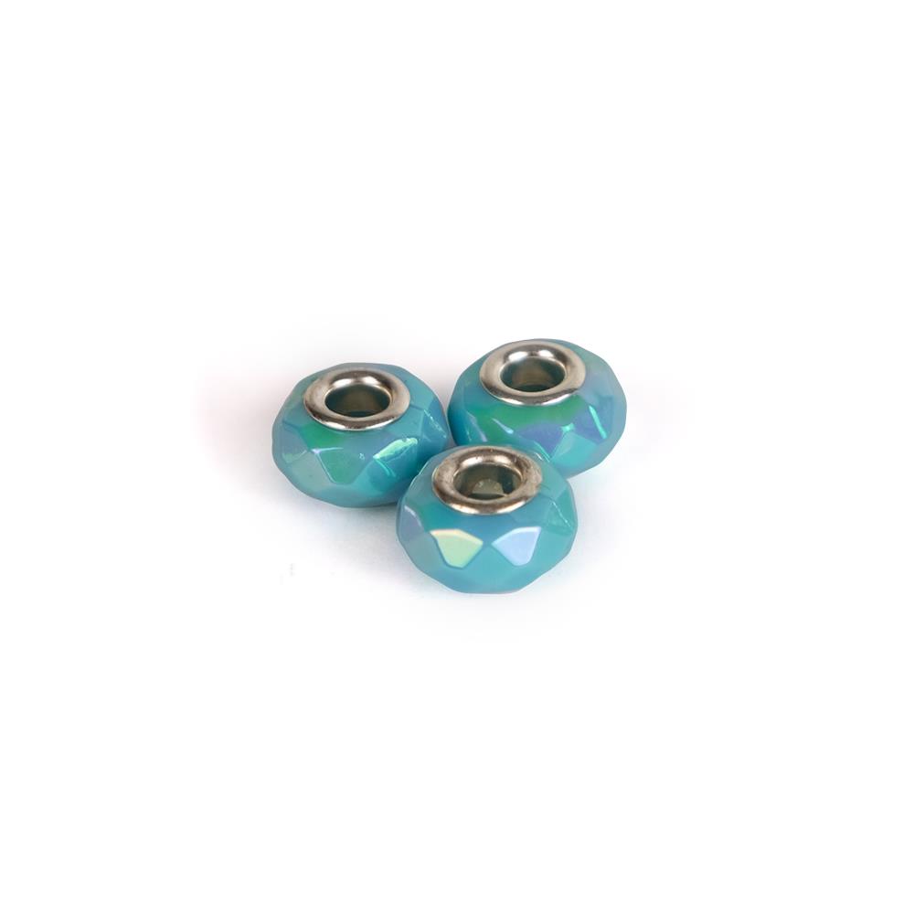 Fasetli Mavi Boncuklu Charm 12 mm 3 Adet