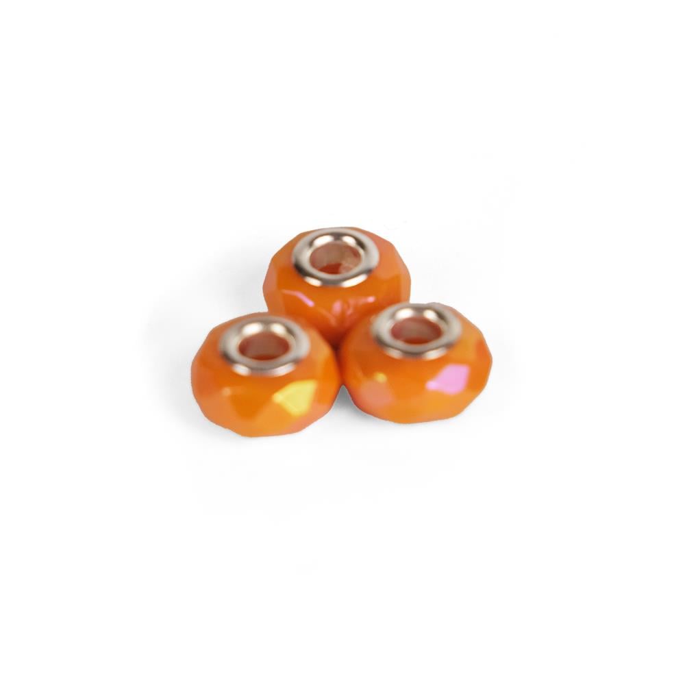 Fasetli Turuncu Boncuklu Charm 12 mm 3 Adet