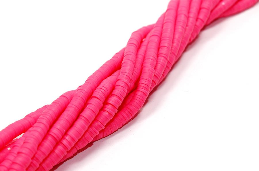 Fimo Boncuk Dizisi 6 mm | Koyu Pembe