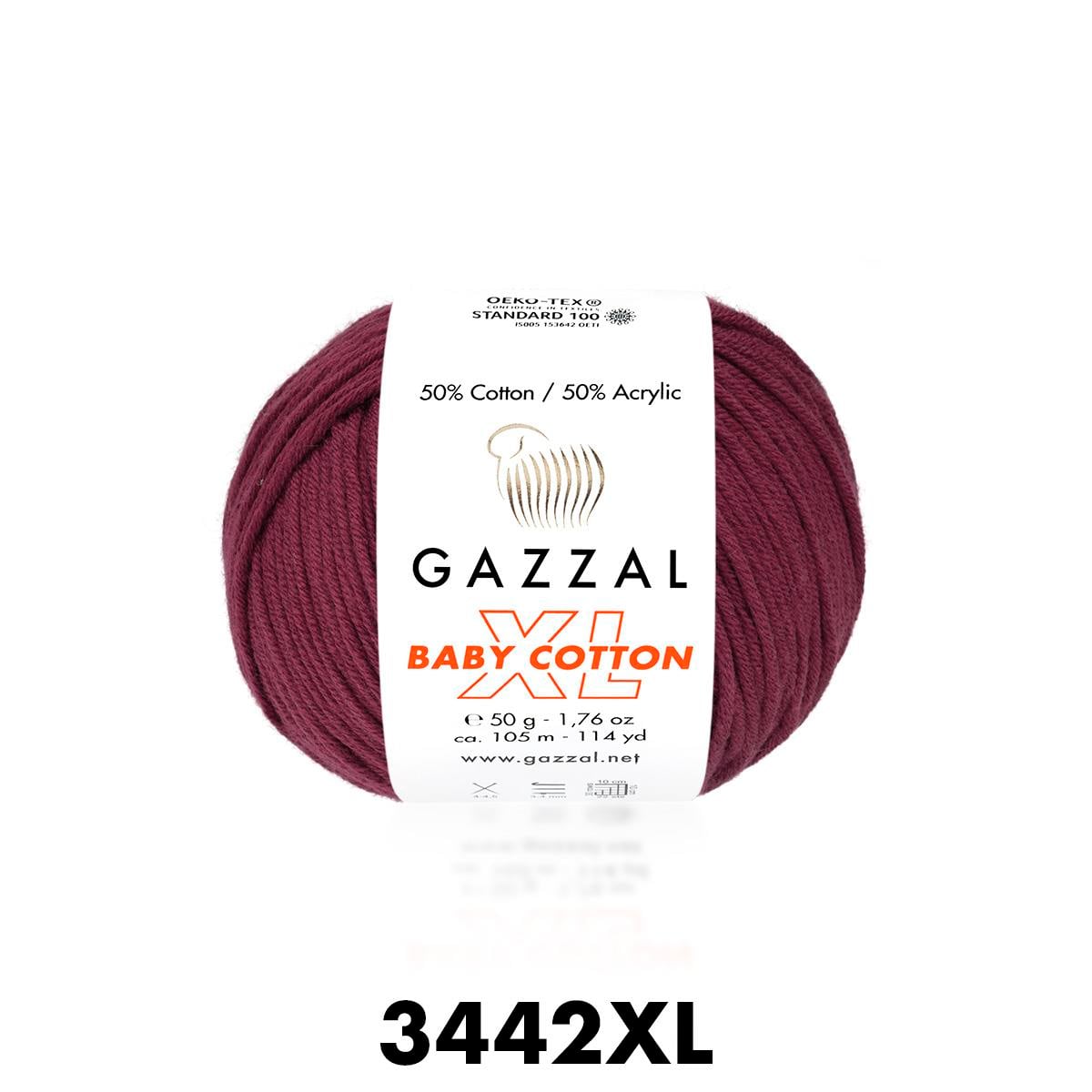 Gazzal Baby Cotton XL Bordo Bebek Yünü-3442XL