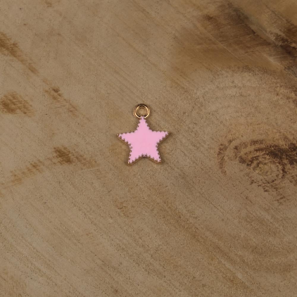 Gold Metal Pembe Yıldız Figür Bileklik Kolye Ucu 2 Adet