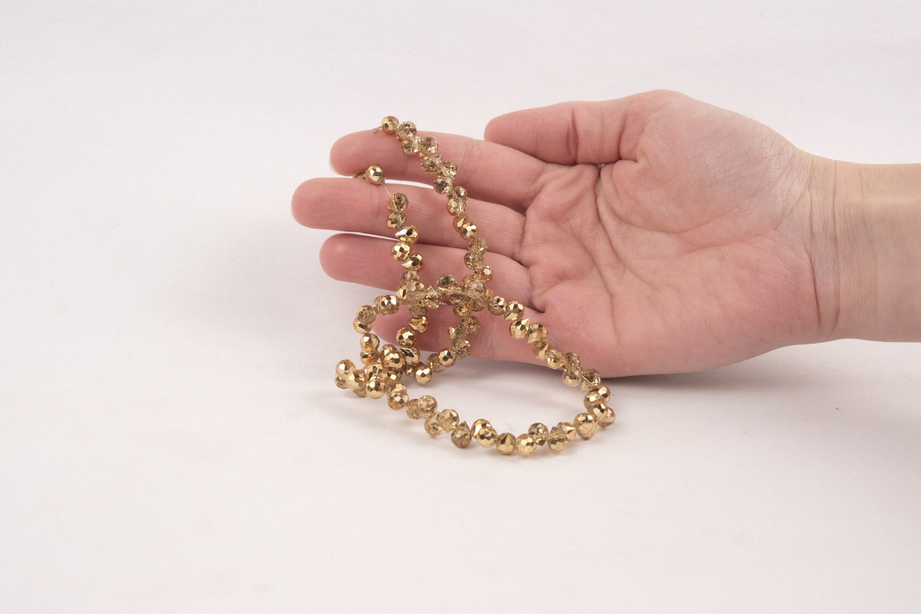 Gold Yansımalı 6 mm AB Damla Kristal Boncuk – Işıltılı Takı Yapım Malzemesi