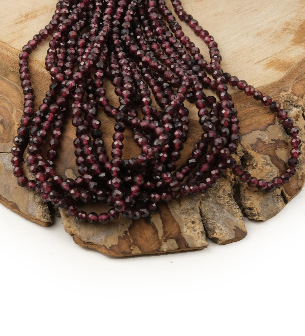 Granat Taşı Fasetli Doğal Taş Dizisi 3 mm