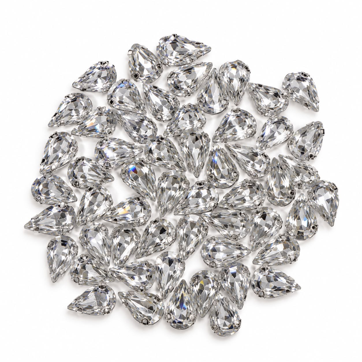 Gümüş Renk Armut Kasalı Dikme Taş 10 × 14 mm – 100 Adet