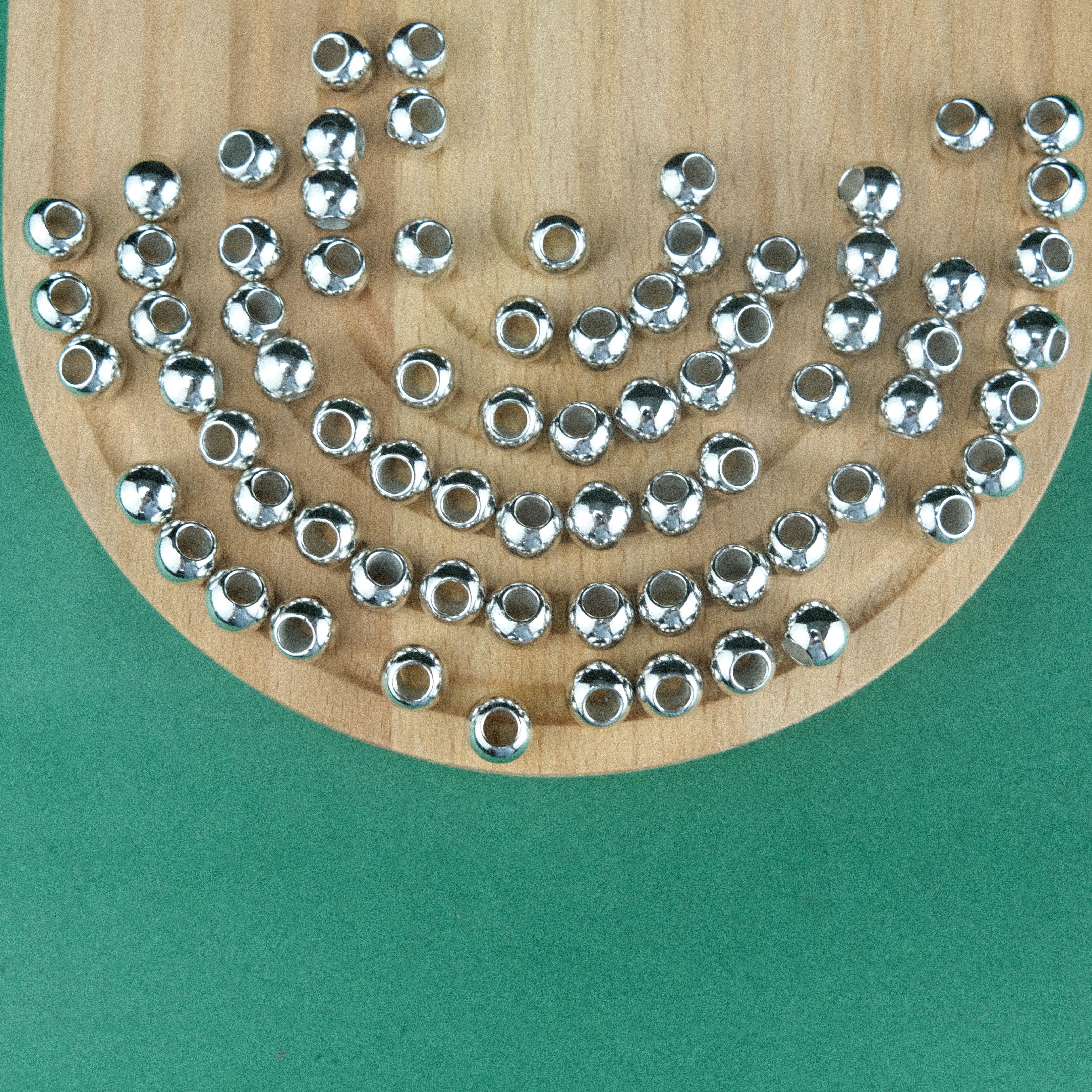 Gümüş Renk Plastik İnci Çanta ve Takı Yapım Boncuğu 10 mm Büyük Delikli  (500gr , ~ 1350Adet)