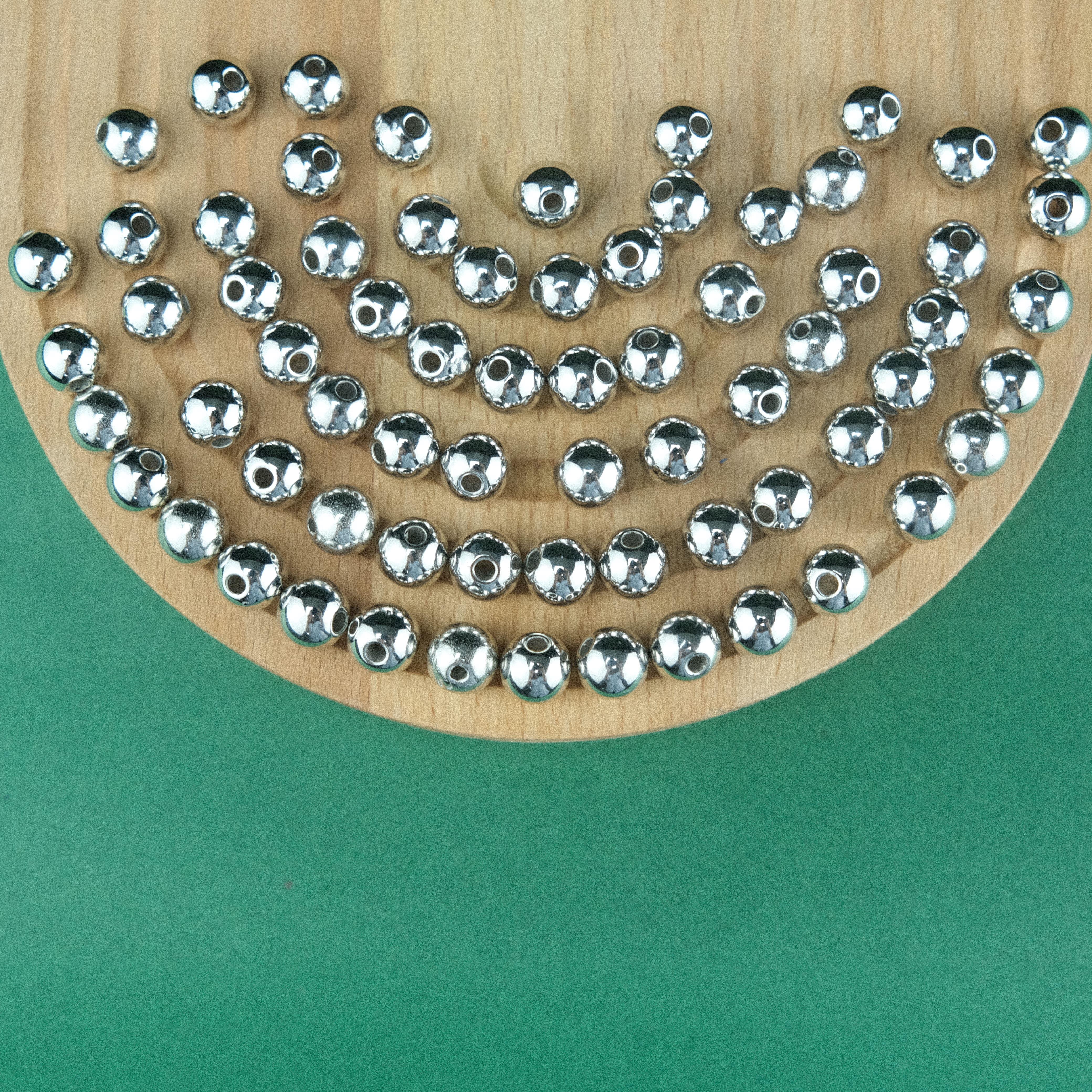 Gümüş Renk Plastik İnci Çanta ve Takı Yapım Boncuğu 10 mm  (500gr , ~950 Adet)