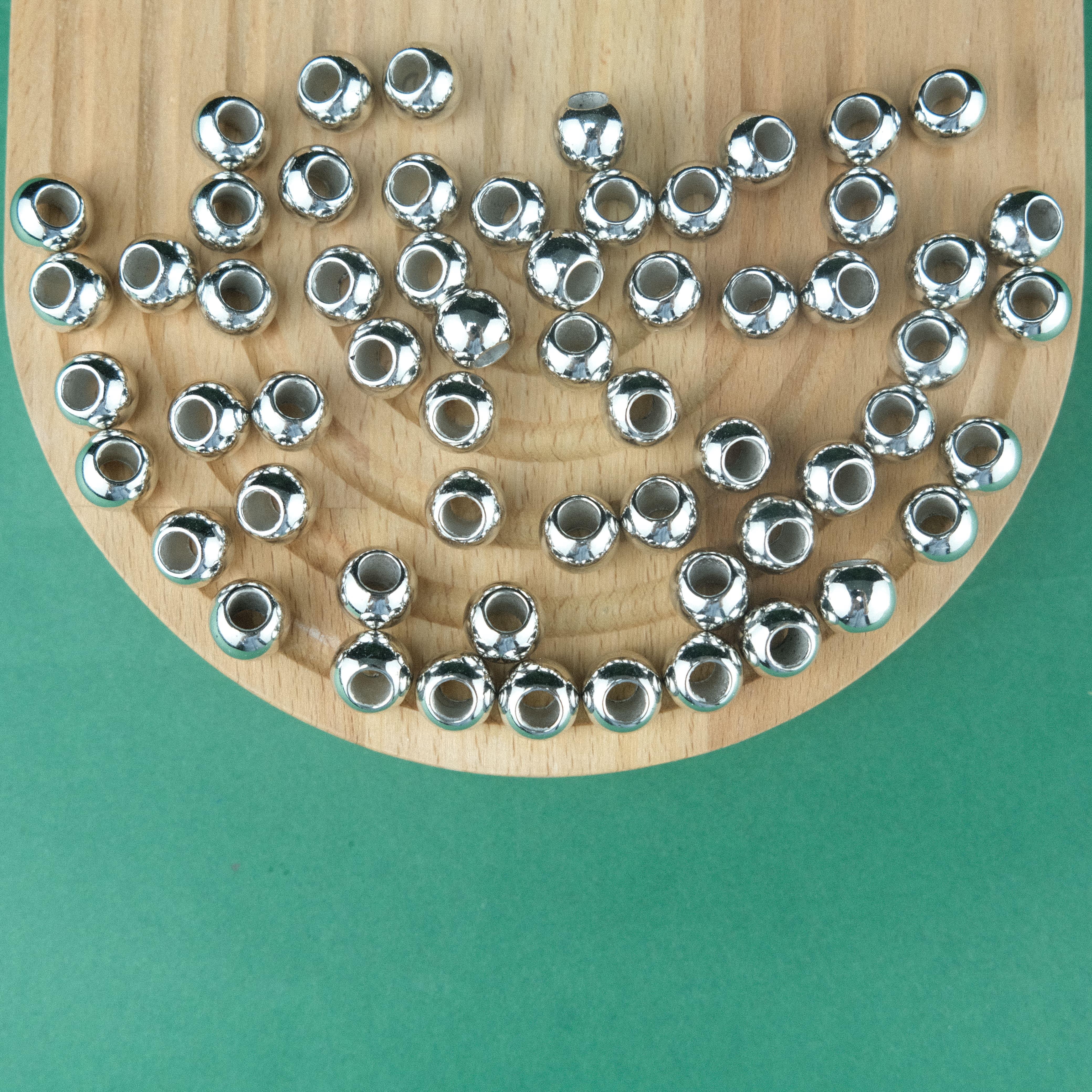 Gümüş Renk Plastik İnci Çanta ve Takı Yapım Boncuğu 12 mm Büyük Delikli (500gr , ~750 Adet)