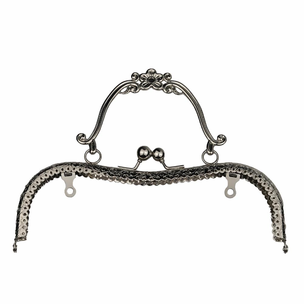 Gümüş Renkli Çiçek Desenli Metal Çanta Klipsi 20 cm 