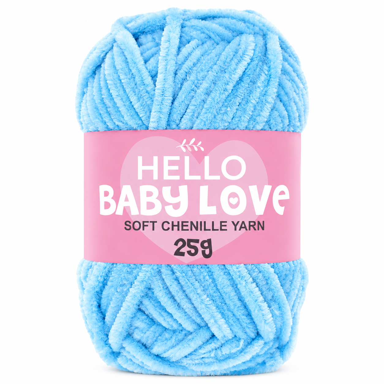 Hello Baby Love 25 Gr Şönil İplik 214 Bebek Mavi – Yumuşak Peluş Örgü Punch ve Amigurumi İpi