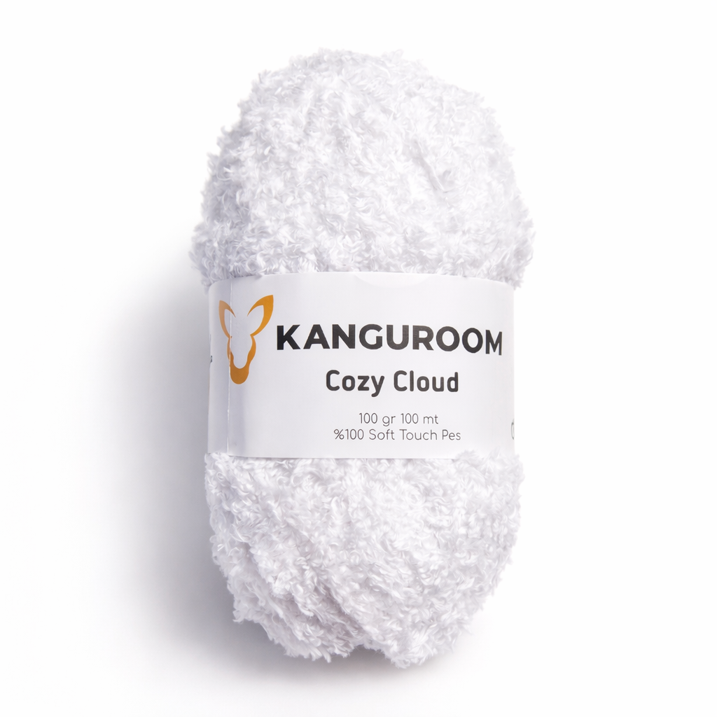 Kanguroom Cozy Cloud Peluş El Örgü İpi Beyaz CC14