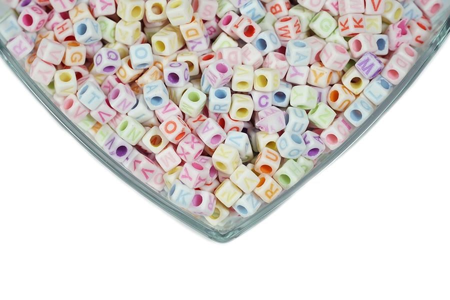Karışık Renkli Harf Boncuk 6 mm 500 gr
