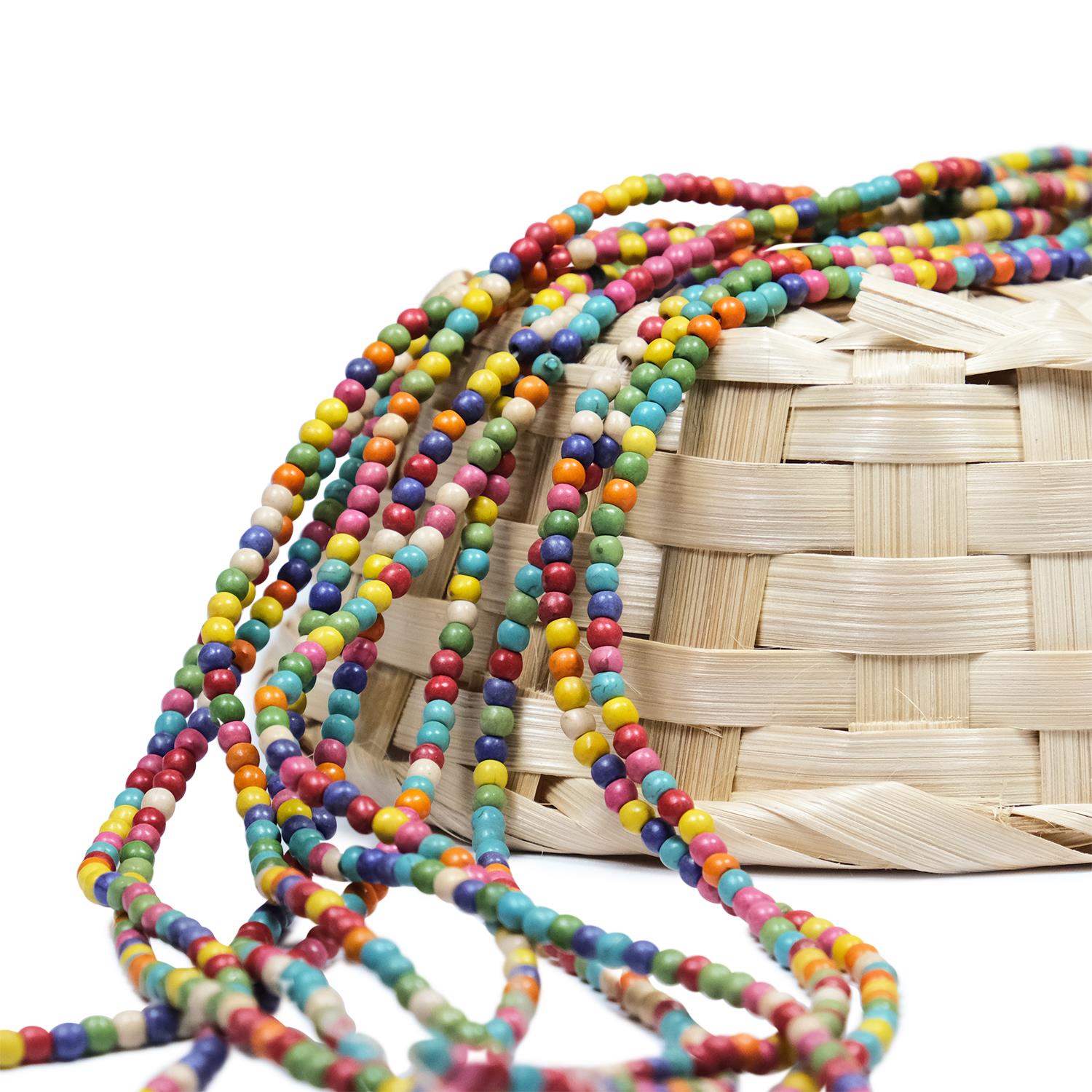 Karışık Renkli Mercan Doğaltaş Dizisi 4 mm