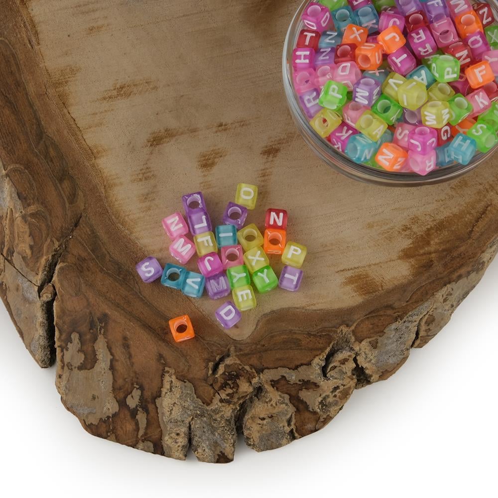 Karışık Renkli Plastik Harf Boncuk 6 mm 50 gr