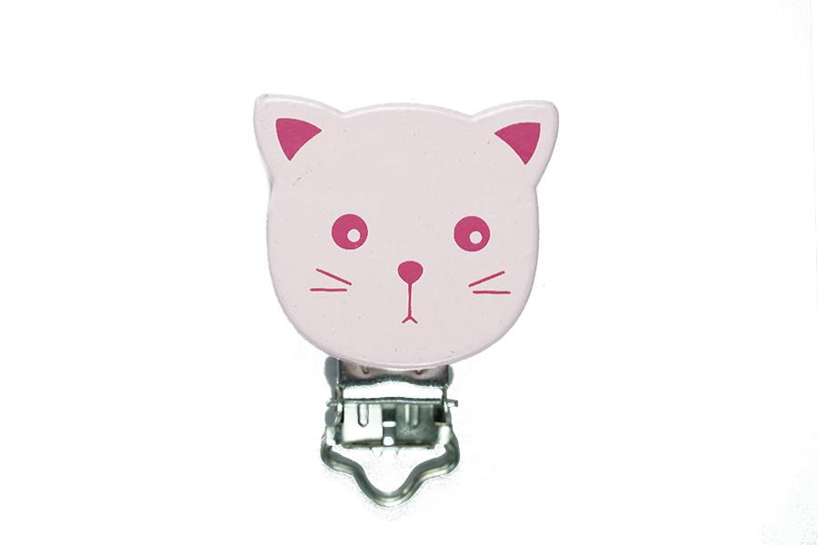 Kedi Figürlü Emzik Klipsi Pembe