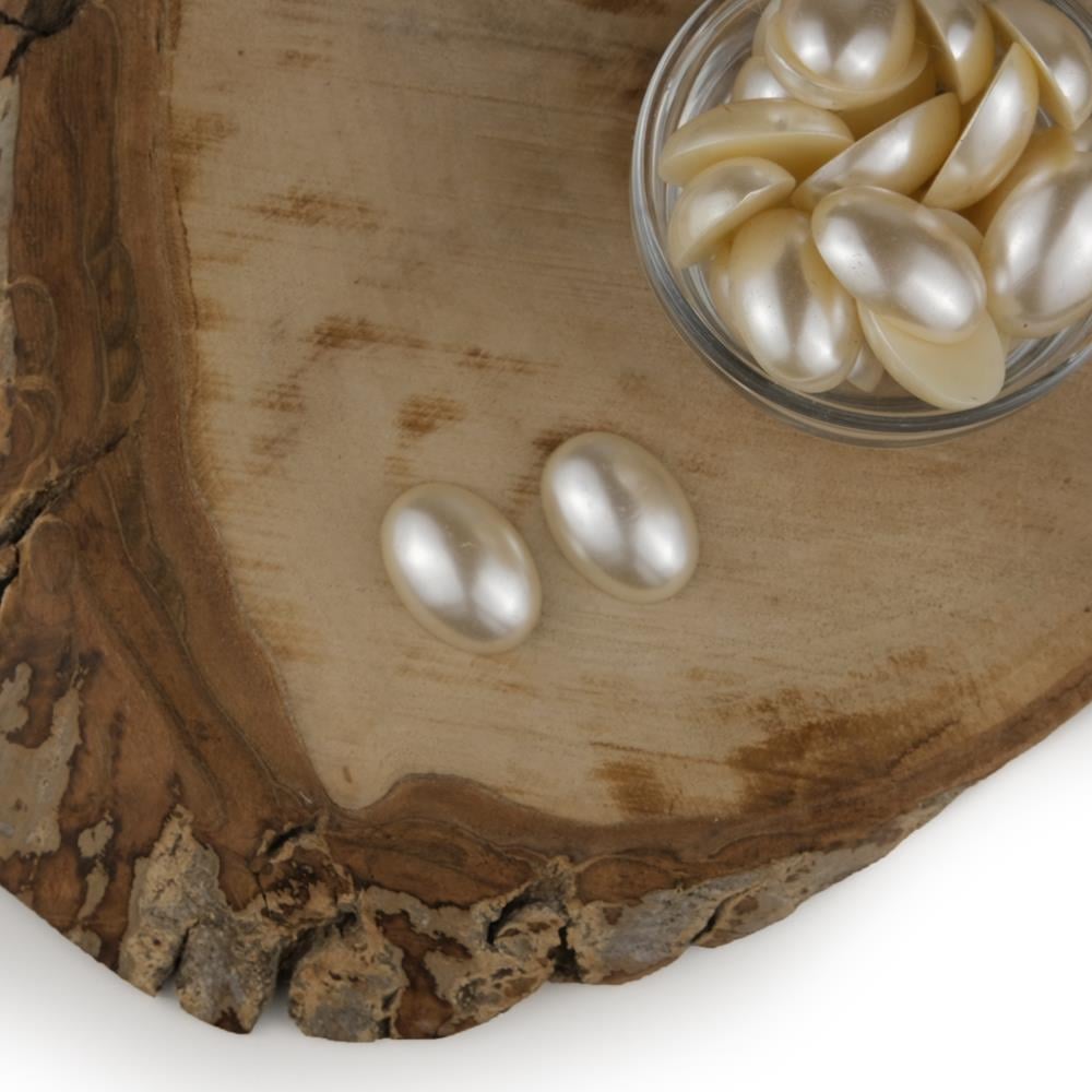 Kırık Beyaz Oval Yarım İnci 24 mm 100 Gram