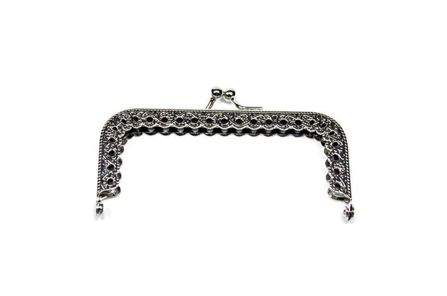Köşeli Gümüş Renk Çanta ve Cüzdan Klipsi Küçük Boy 12 cm