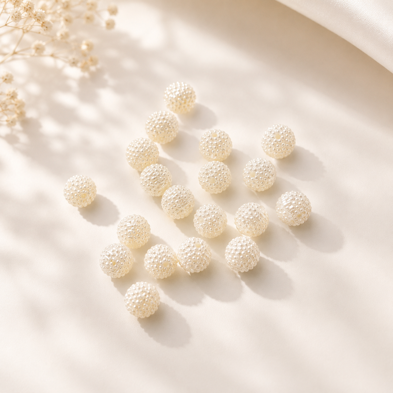 Krem Böğürtlen Plastik İnci 14 mm 500 Gr