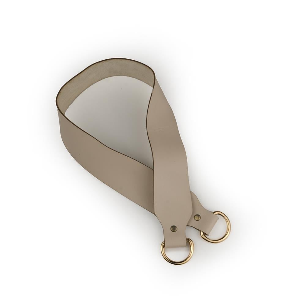 Krem Deri Çanta Sapı Çift Gold Renk Metalli