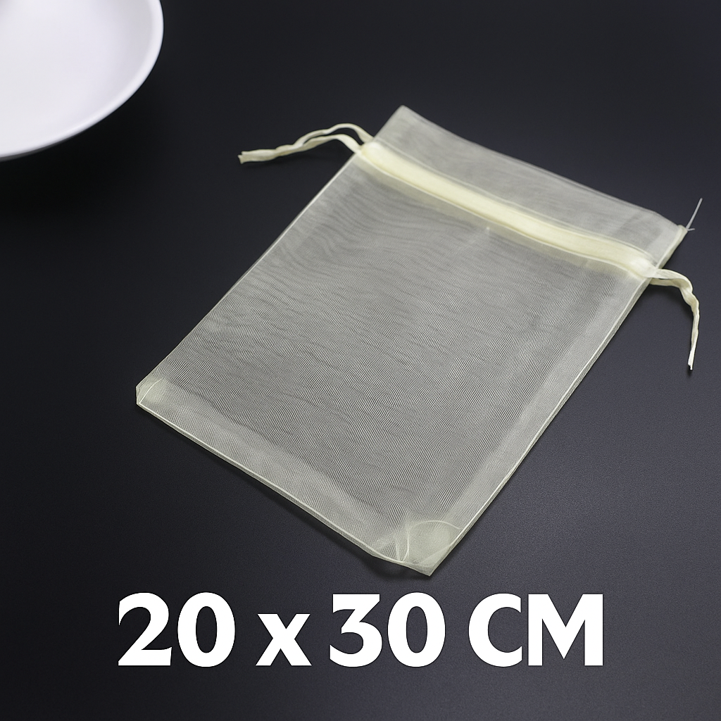Krem Organze Şeffaf Tül Kese 100 Adet 20 x 30 cm Gelin Düğün Çeyiz Havlu Yasin Yazma Söz Bohça Hediyelik Kese
