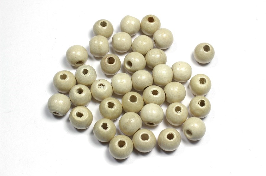 Krem Rengi Ahşap Boncuk 12 mm 50 gr (80-100 adet )