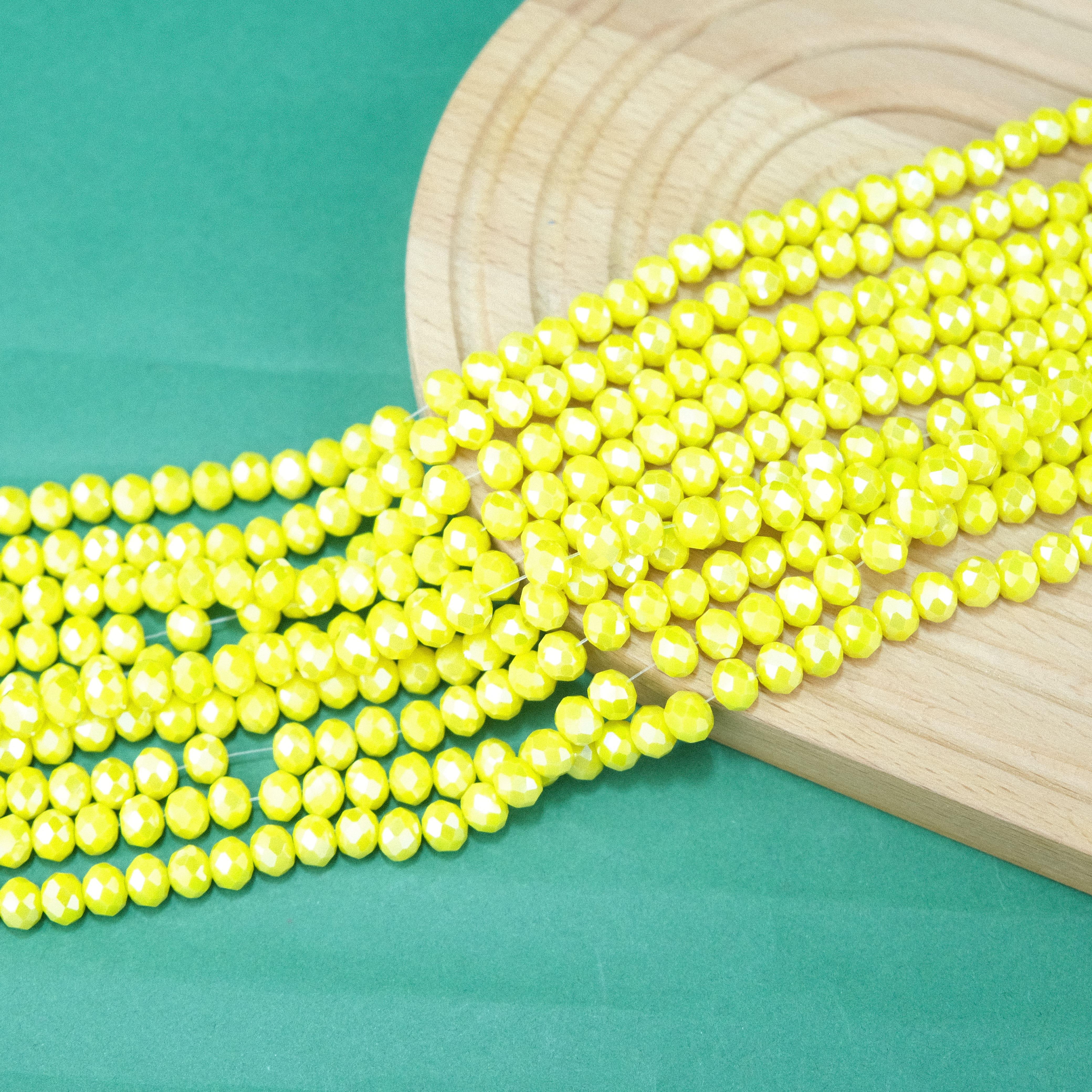 Kristal Boncuk 8 mm Janjanlı Sarı