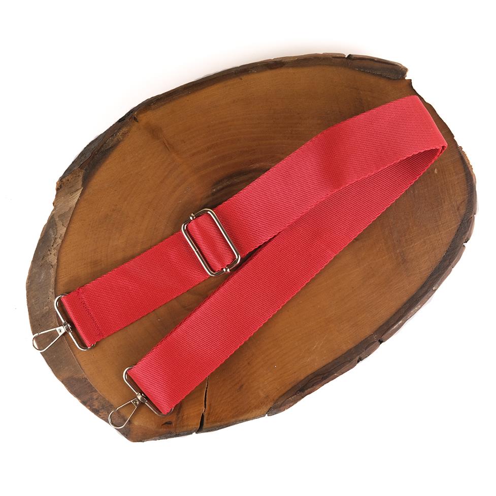 Kumaş Çanta Sapı Ayarlanabilir Polyester Parlak Çapraz Askı Model - Kırmızı