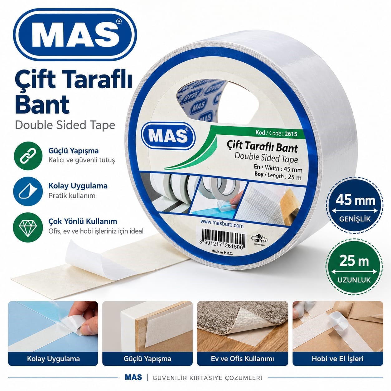 Mas Çift Taraflı Bant 45mmx25m