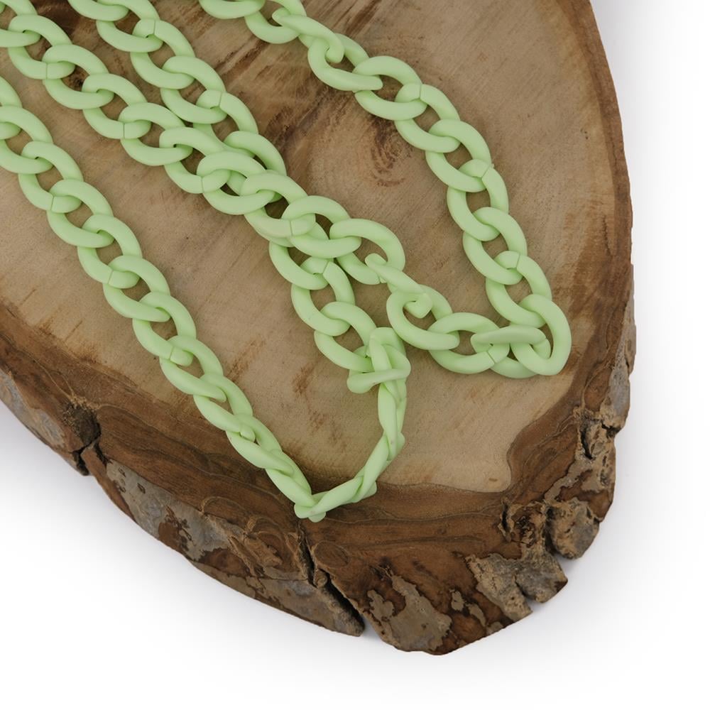Mat Yeşil Plastik Zincir Geçmeli Çanta ve Aksesuar Zinciri Küçük Boy