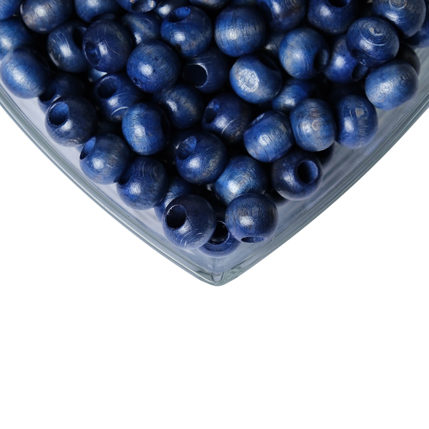 Mavi Ahşap Boncuk 10 mm 100 gr 165 Adet  Büyük Delikli Ahşap Boncuk
