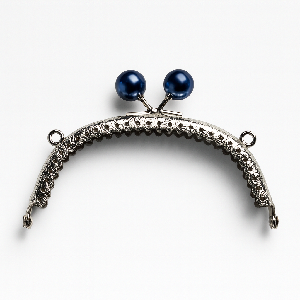 Mavi Boncuk Topuzlu Gümüş Renk Metal Çanta ve Cüzdan Klipsi 10.5 cm