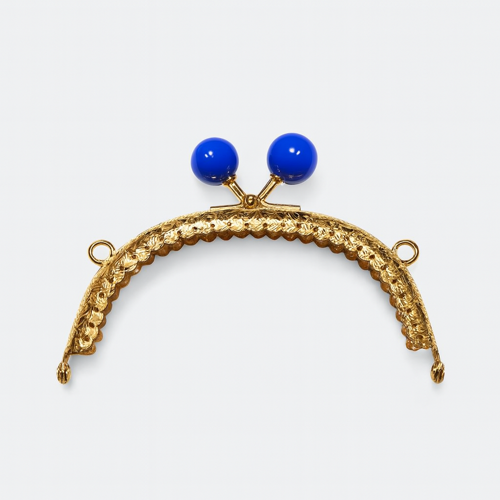 Mavi Boncuk Topuzlu Sarı Renk Metal Çanta ve Cüzdan Klipsi 10.5 cm