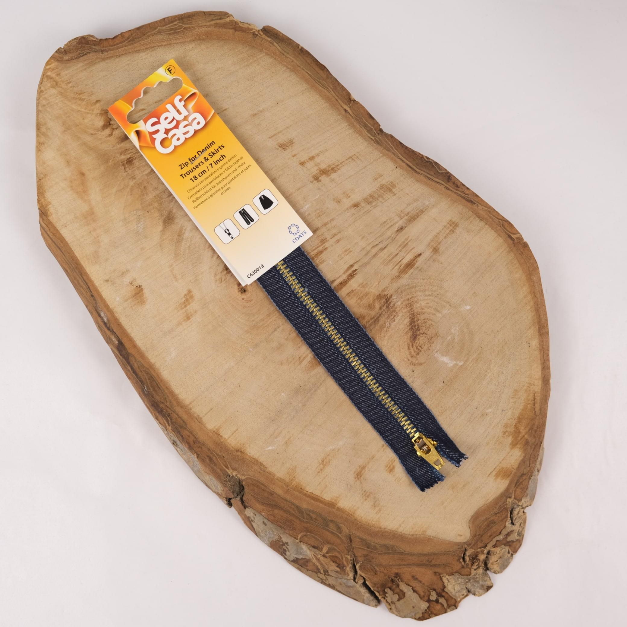 Metal Sarı Dişli Lacivert Kot Pantolon ve Etek Fermuarı