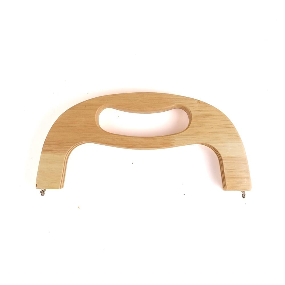 Mıknatıslı Ahşap Çanta Bursu  C Model Tutmalı Ahşap Çanta Sapı 25 cm Natural